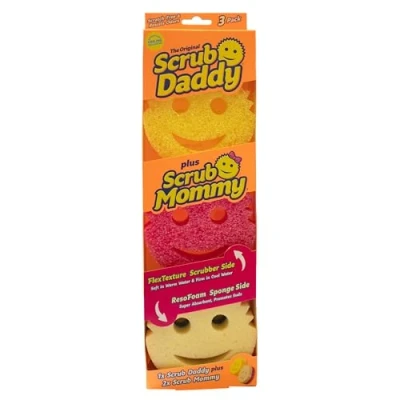 Image of Scrub Daddy + Mommy 3 Pack Dual Sided Texture Changing Sponge/Scrubber Kitchen Sponge Super Absorbent Side
