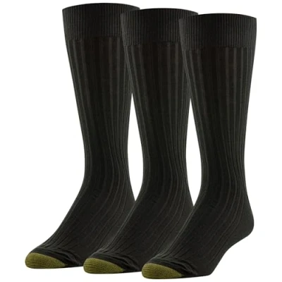 Image of Gold Toe Men&#039;s Classic Canterbury Crew Socks, 3 Pairs, Brown, Large