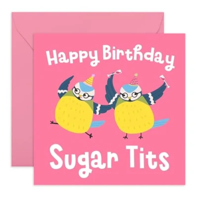 Image of Central 23 Fun Birthday Cards Her Sugar Tits Sister Card Best Friend Cheeky Greeting For Mum Aunt Comes With Stickers