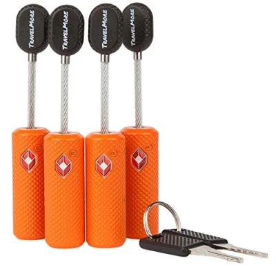 Image of 4 Pack TSA Approved Luggage Locks with Keys for Travel Flexible Ultra Secure Mini Key Padlock &amp; Metal Zinc Alloy Material Orange