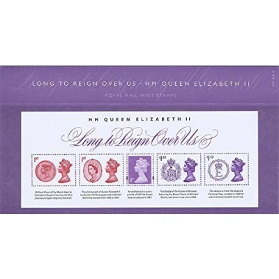 Image of 2015 Long to Reign Over Us HM Queen Elizabeth II M/S Presentation Pack PP490 (printed no. 516) Royal Mail Stamps