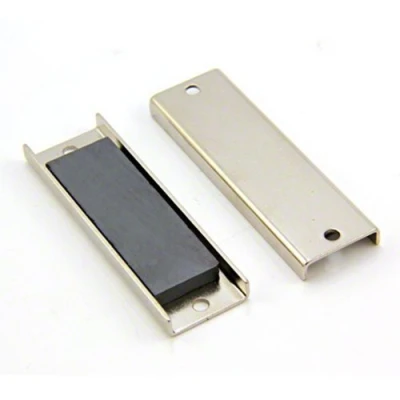 Image of Ferrite Channel Magnet for DIY, Craft, and Hobbies 76 x 24 6.35mm thick 4mm hole 10kg Pull Pack of 20