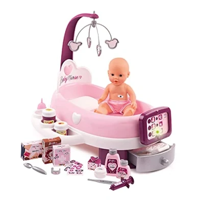 Image of Smoby Baby Nurse Electronic Nursery for Dolls and 24 Accessories + 1 Doll Pee Function 220347, Pink