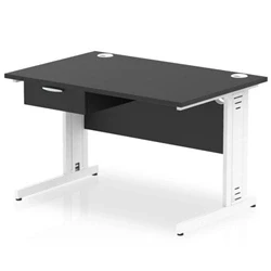 Image of Impulse 1200x800 Desk Black/White Cable Managed Leg 1 Dr Fixed Ped