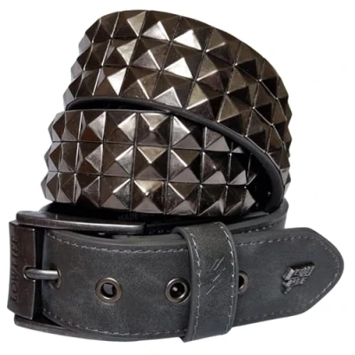 Image of Lowlife Triple S Studded Leather Belt in Slate