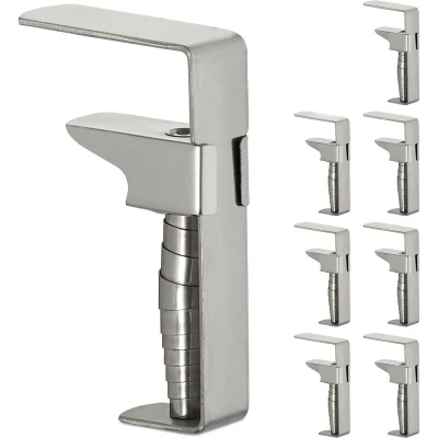 Image of Relaxdays Tablecloth Clamps, Set of 8, Adjustable Table Clips, Stainless Steel, for Tabletops Up to 4 cm Thick, Silver, 100%, 7.5 x 5 1.5