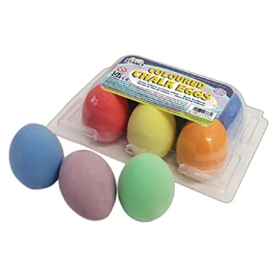 Image of Craft Planet Eggs Chalk, Multicoloured, Pack Of 6, Art &amp; Fun For Kids, Drawing, Pavement, Playground, School, Home, Garden, Games, Paper
