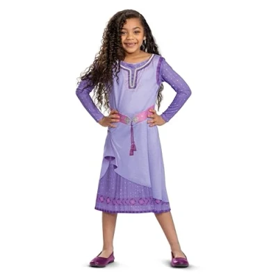 Image of Disguise Asha Classic Costume, Official Disney Wish Child Dress, 3 4