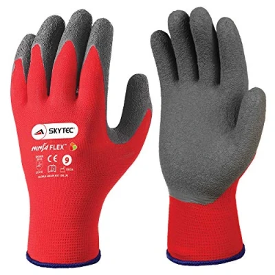 Image of Skytec Ninja Flex Pack of 1 Safety Work Gloves Lightweight Red Nylon with Secure Grip Ideal for Heavy Duty (Large)