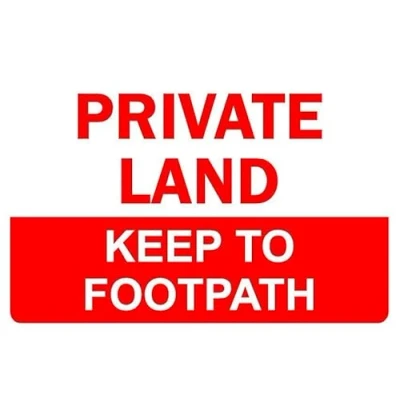 Image of Private land keep to footpath safety sign 1mm flexible Plastic (400mm x 300mm)