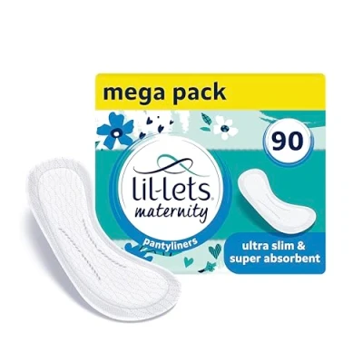 Image of Lil Lets Maternity Pantyliners, 90 x Ultra Slim 3 Packs of 30 Pant Liners, for Pre &amp; Post Birth Use, Light Bladder Weakness, Discharge or Spotting