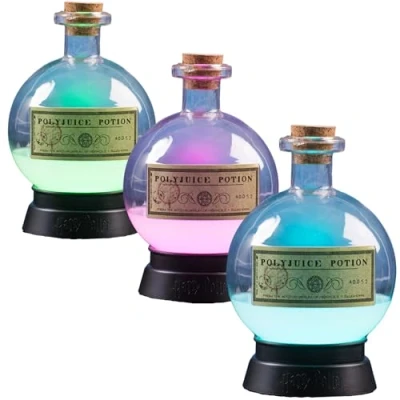 Image of Fizz Creations Harry Potter Large Potion Lamp Multicolour. Polyjuice Lamp. LED Illuminated Colour Changing. Mood Lamp, Night Light. Halloween Decorations. Gifts.