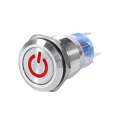 Image of 19mm 12V 24V Car Power Push Button Switch, Waterproof Metal LED Self locking Latching Switch 1NO1NC(Red)