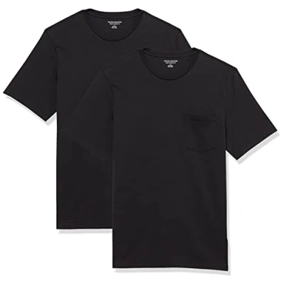 Image of Amazon Essentials Men&#039;s T Shirt Regular Fit Short Sleeve Crewneck, Pack of 2, Black, XS