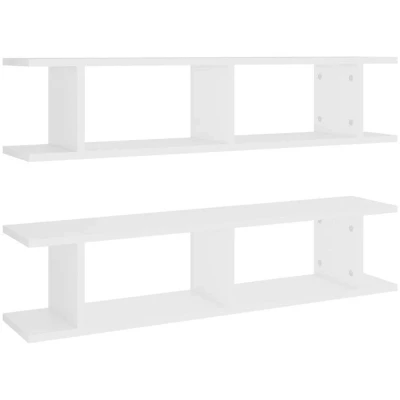 Image of vidaXL Wall Shelf 2 pcs White 90x18x20 cm Engineered Wood