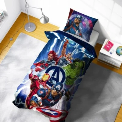 Image of Disney Marvel Avengers Reversible Single Duvet Set 135 x 200 cm Cover &amp; 49 74 Pillowcase Heroes Design