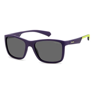 Image of Polaroid Junior PLD 8053/S 80Z/M9 Sunglasses Plastic Matte blue Smoke Squared Polarized