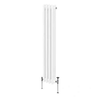 Image of Traditional 3 Column Radiator 1500mm x 202mm Modern Central Heating Heater Gloss White Carbon Steel Vertical Wall Mounted Kitchen Living Room Bathroom Cleaning Brush Fixing Kit &amp; Brackets
