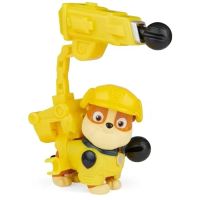 Image of Paw Patrol, Movie Collectible Rubble Action Figure with Clip on Backpack and 2 Projectiles, Kids’ Toys for Ages 3 up