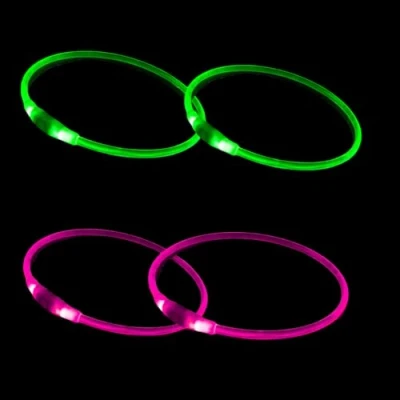 Image of 4 PCS LED Dog Collar, USB Rechargeable Flashing Collar for Night Safety, Adjustable, Waterproof, Bright Illuminated Dogs, One Size Fits All, Green + Pink