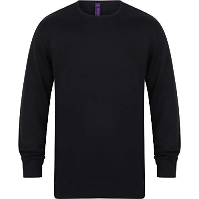 Image of Henbury Mens Crew Neck 12 Gauge Fine Knit Jumper/Sweatshirt (4XL) (Navy)