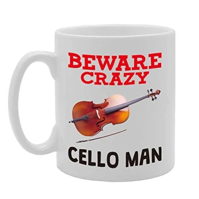 Image of Coralgraph Inc MG4366 Beware Crazy Cello Man Novelty Gift Printed Tea Coffee Ceramic Mug