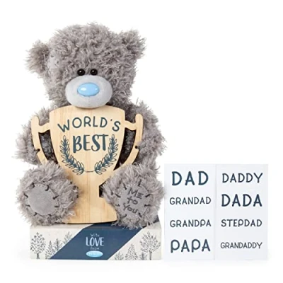 Image of Me to You Father&#039;s Day plush bear with personalised trophy, Multicolor (FP701017)