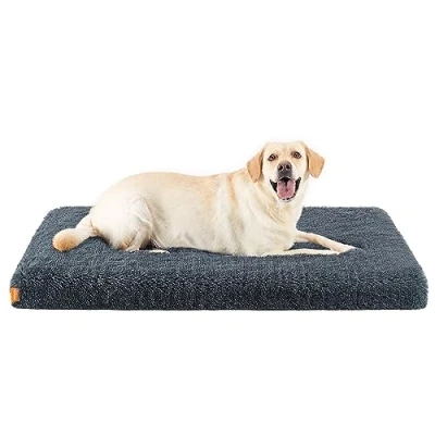 Image of Feandrea Dog Bed, Orthopedic Fluffy Mattress, Egg Crate Foam Large Bed Pet with Removable Washable Cover, XXL, for Dogs, 122 x 74 10 cm, Dark Grey PGW214G02