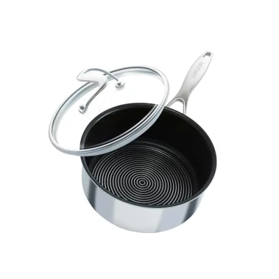 Image of Circulon SteelShield C Series Stainless Steel Saucepan 18cm / 1.9L Induction with Lid Hybrid Non Stick, Metal Utensil Safe &amp; Dishwasher Cookware