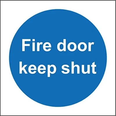 Image of Fire door keep shut Safety sign Self adhesive sticker 100mm x