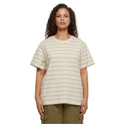 Image of Urban Classics Striped BOXY Print Tshirt, Women&#039;s, Size: 3XL, Wetsand sand