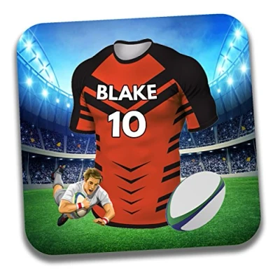 Image of AK Giftshop Personalised Gift Rugby Shirt Themed Drinks Coaster/Beer Mat Birthday Present Stocking Filler Castleford Tigers Colours