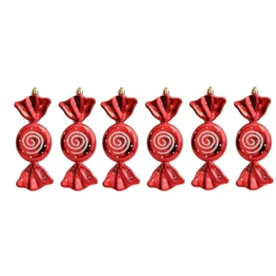 Image of UKDD® Christmas Candy Decoration Props Tree Hanging Ornament Baubles 6pcs (Red)