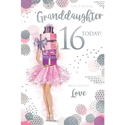 Image of Granddaughter 16th 16 Today Presents Design Happy Birthday Card Lovely Verse