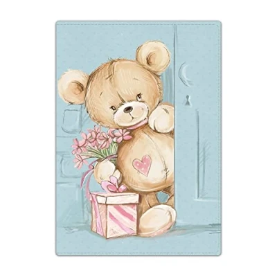 Image of Passport Holder Cover, PU Leather Travel Wallet Case Organiser for Passport, Business Cards, Credit Boarding Passes (Cute Bear)