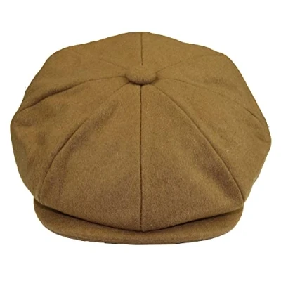Image of Infinity Leather Mens Peaky Blinders Newsboy 8 Panel Hat Tan Wool Size Large