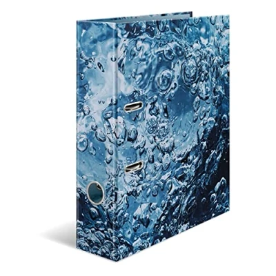Image of HERMA 19654 Folder A4 Natural Water, 7 cm Wide, Cardboard with Inner Print for School and Office, Sturdy Children&#039;s Ring Binder Made of Boys Girls