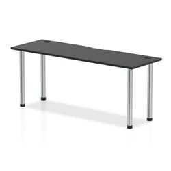 Image of Impulse Black 1800 x 600mm Straight Table CP Chrome Leg