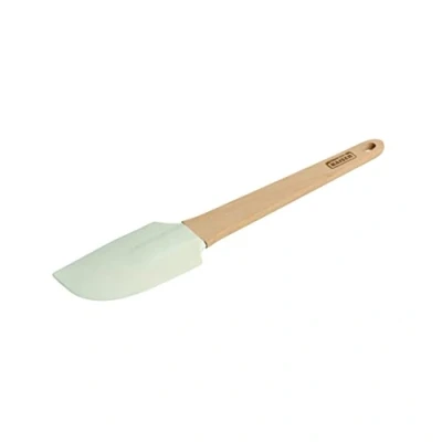 Image of KAISER 769554 Pâtisserie dough scraper with wooden handle, 27cm. 100% food safe silicone and untreated beech wood, high form stability flexibility, dishwasher safe, Brown