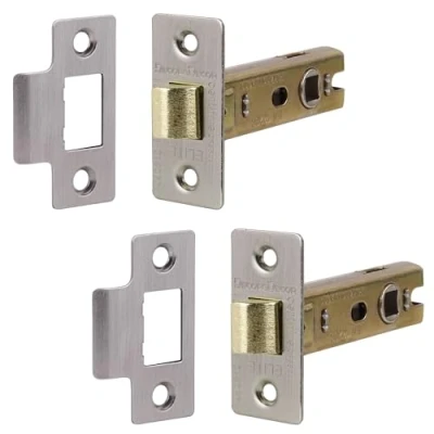 Image of Decoranddecor 2.5 Inch Tubular Mortice Latch for Internal Doors, Fire Rated (2 Pack, 44 64mm, Satin Nickel)