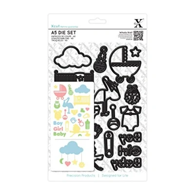 Image of XCUT 23 Piece A5 Die Set, New Baby Icons, Black