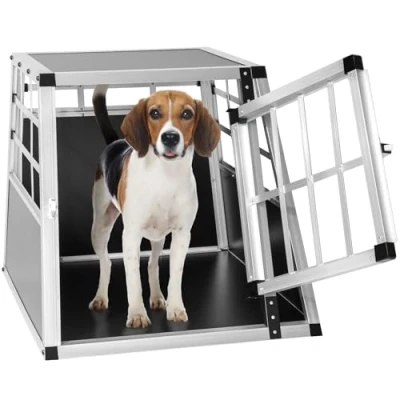Image of TecTake Aluminium transportation box for dogs car transport different sizes (Single small No. 400458)
