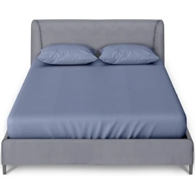 Image of Comfy King Fitted Sheet, Wrinkle Free Plain Bedding Percale Bedsheet, Polycotton Size Sheets, Blue