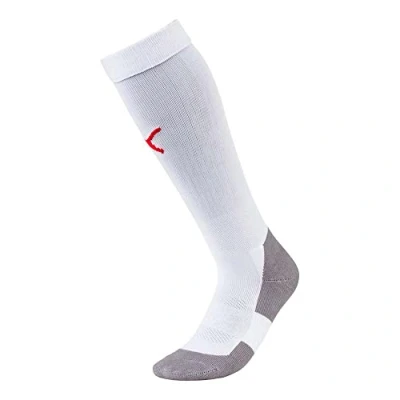 Image of Puma Team Liga Core Football Socks, White/Red, Size 5