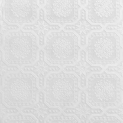 Image of WPE® Belgravia Chatsworth 5842 White Blown Vinyl Paintable Wallpaper Textured, Durable, Embossed Design DIY Friendly, Washable, Ideal for Living Room, Hallway, or Ceiling 10m x 53cm Roll