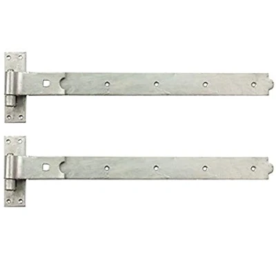 Image of Merriway BH06860 (2 Pcs) Gate Hinges Heavy Duty Hook and Band Straight Flat Galvanised 450mm (18 Inch) Pack of 2 Pieces
