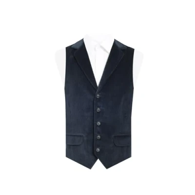 Image of Dobell Mens Navy Corduroy Waistcoat Regular Fit 100% Cotton L (42 44in)