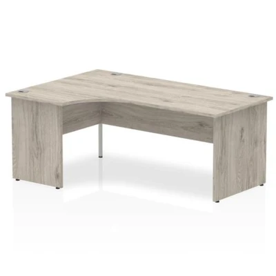Image of Impulse 1800mm Left Crescent Desk Grey Oak Top Panel End Leg