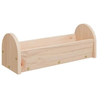 Image of &#039;vidaXL Untreated Solid Fir Wood Rabbit Hay Feeder for Guinea Pigs, Chinchillas, Hamsters Safe, Scent Free Wooden Holder Brown, 28x10x10 cm, Load Capacity 8 kg
