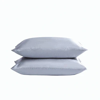 Image of 2 Pack Satin Silk pillow Case Soft Pure Mulberry Cover for Hair and Skin with Envelope Closure (Silver, Standard(50x75cm))
